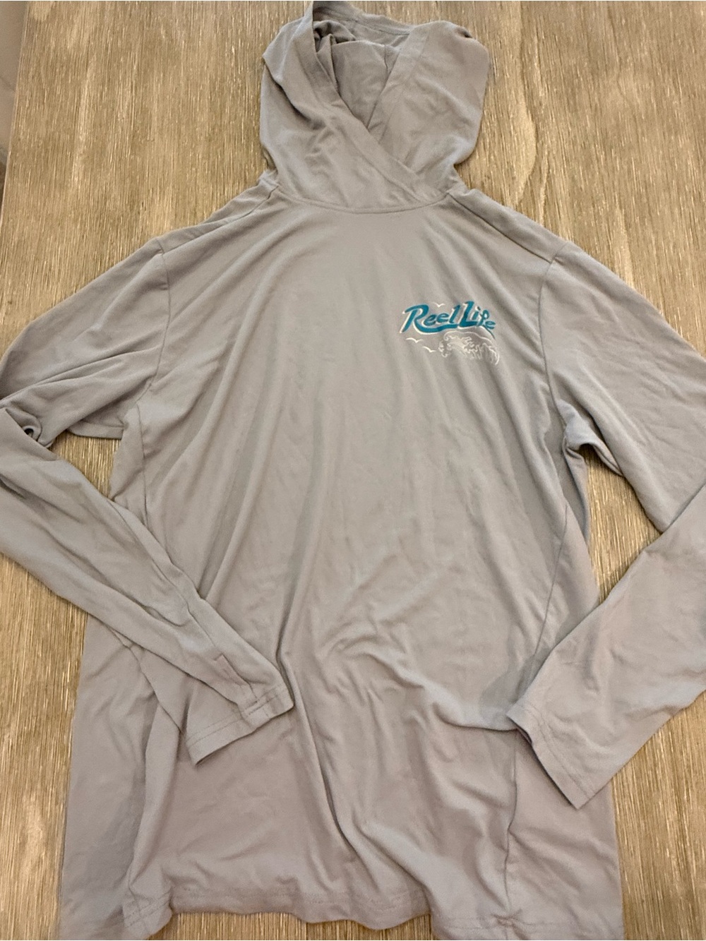 Reel Life Men’s Long-Sleeve Hooded Swim Rash Guard - Gray